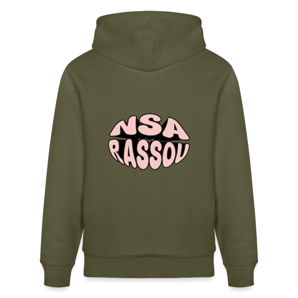 Sweat à capuche bio NSA RASSOU - vert kaki